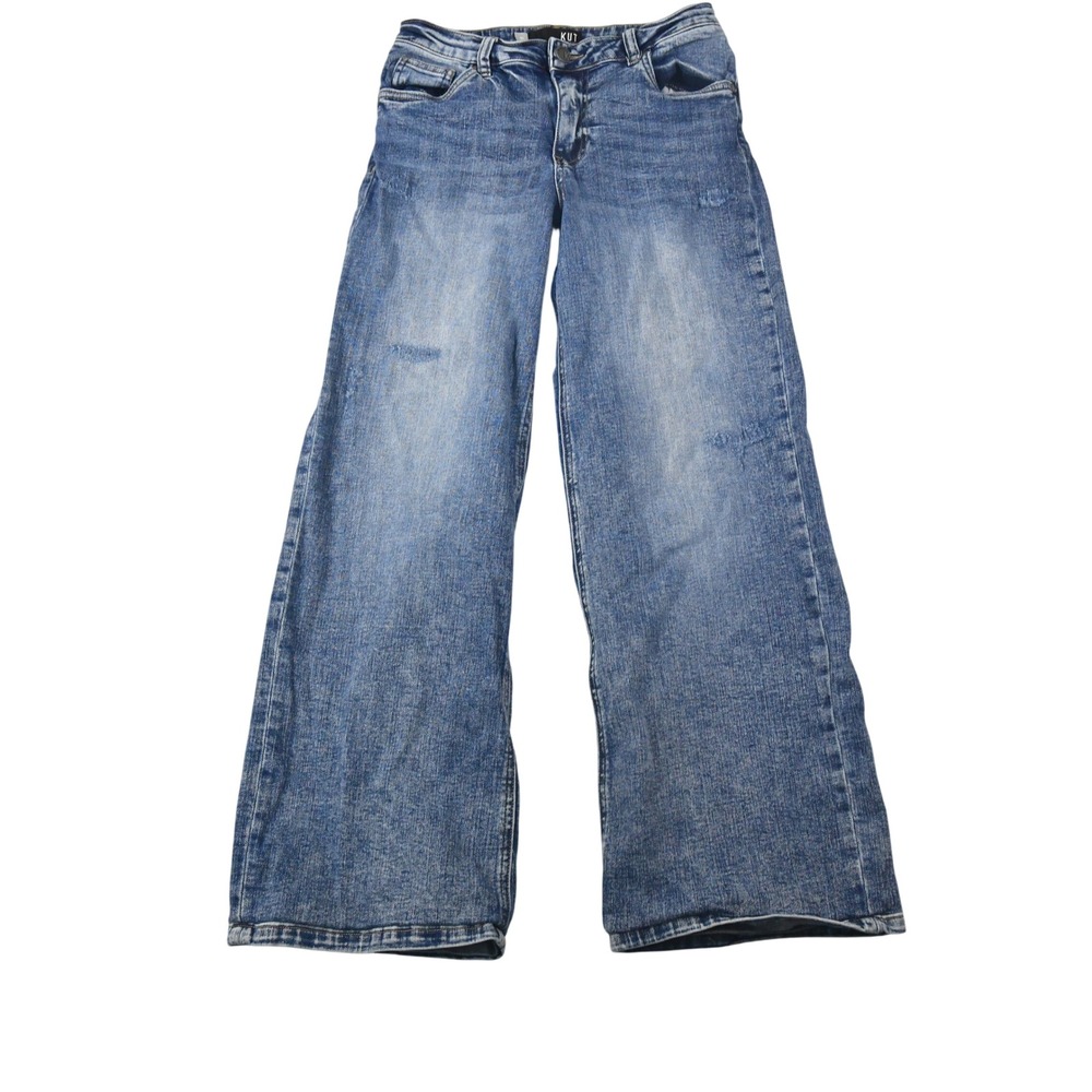 KUT from the Kloth Wide Leg Jeans Womens 4L (27x28) Blue High Rise Distressed